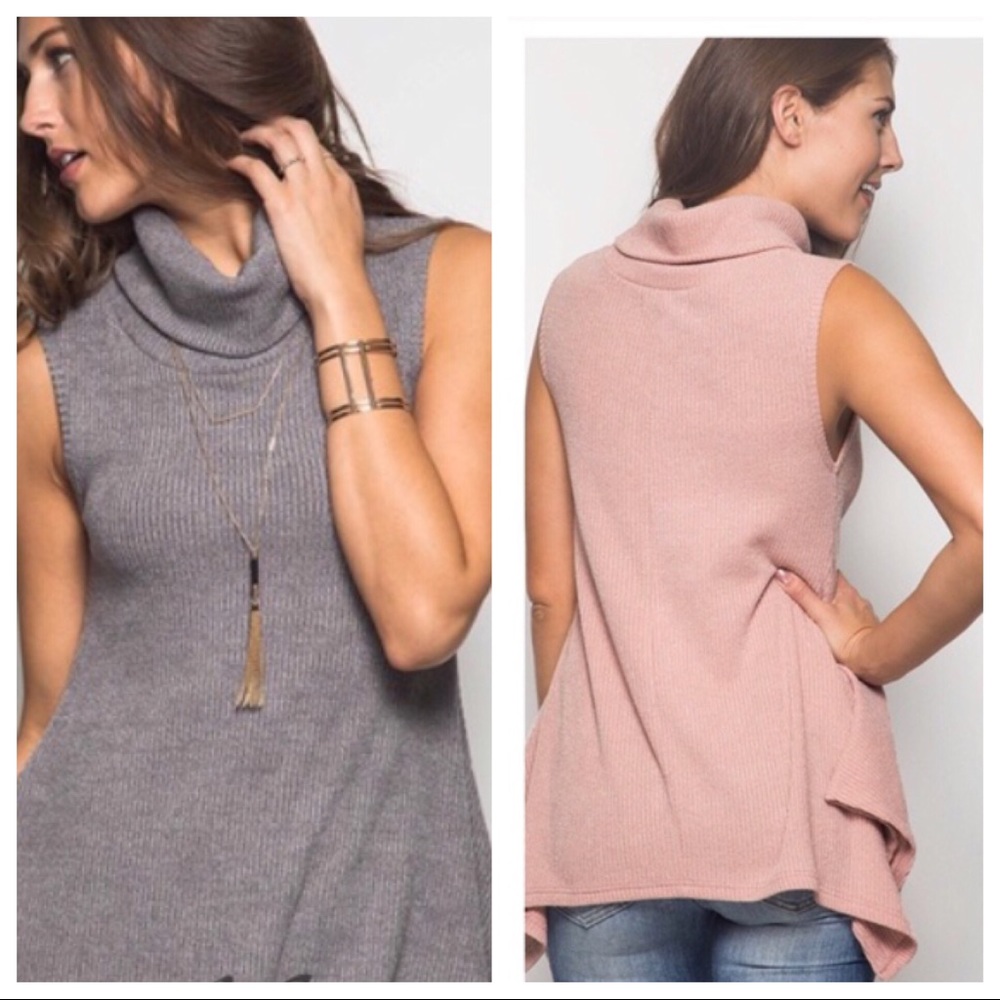 •Closeout• RIBBED SLEEVELESS TURTLENECK